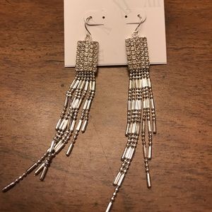 Silver rhinestone dangle earrings. NWT